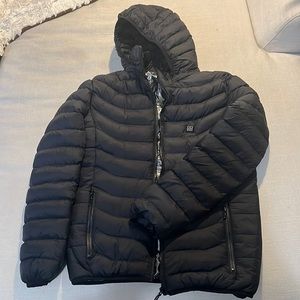 Reflective-heat hooded jacket.